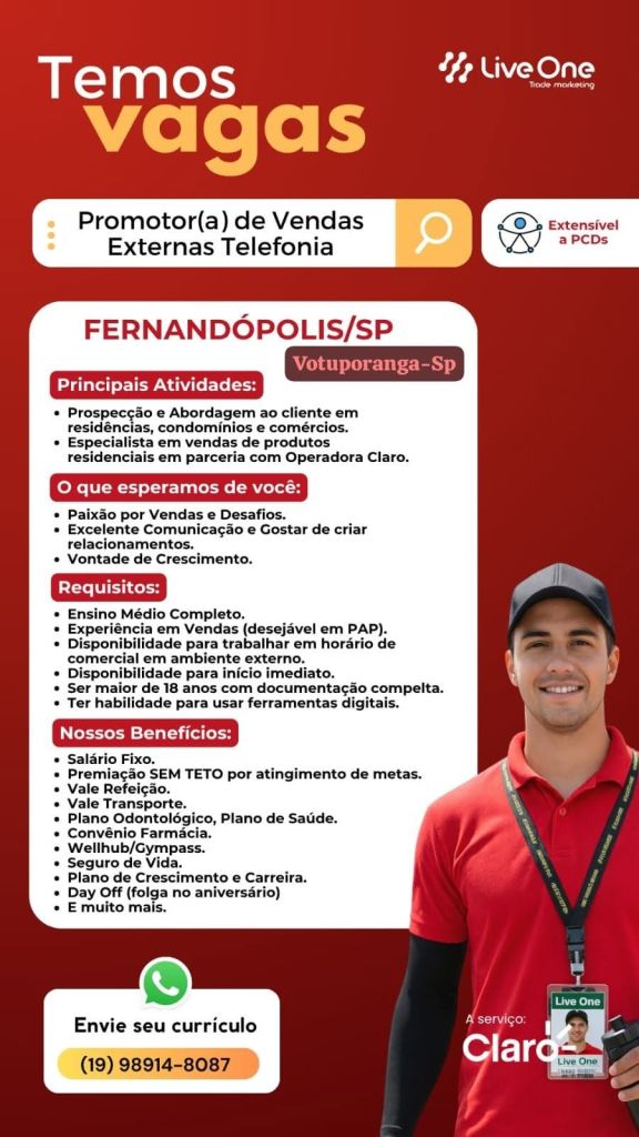 PROMOTOR DE VENDAS EXTERNAS ( TELEFONIA )