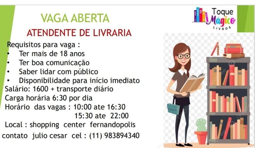 ATENDENTE DE LIVRARIA