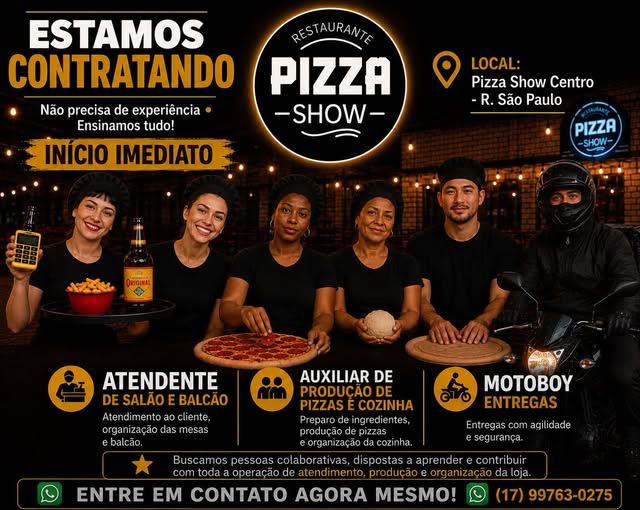 ATENDENTE / AUX DE PRODUÇÃO / MOTOBOY