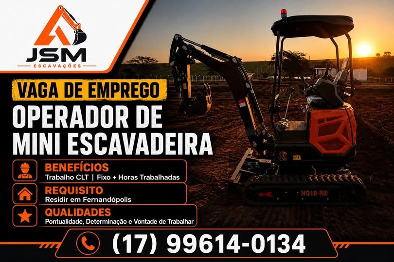 OPERADOR DE MINI ESCAVADEIRA