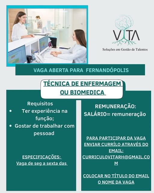 TECNICA DE ENFERMAGEM OU BIOMEDICA